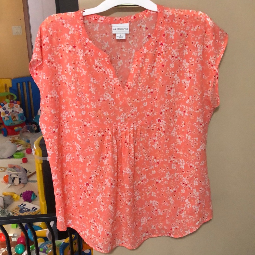 Pink floral cap sleeve blouse